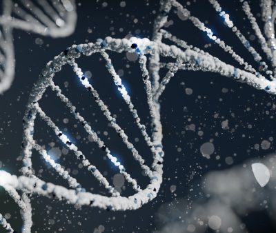 ADN blanc sur fond noir lors d'une analyse d'un test de paternité